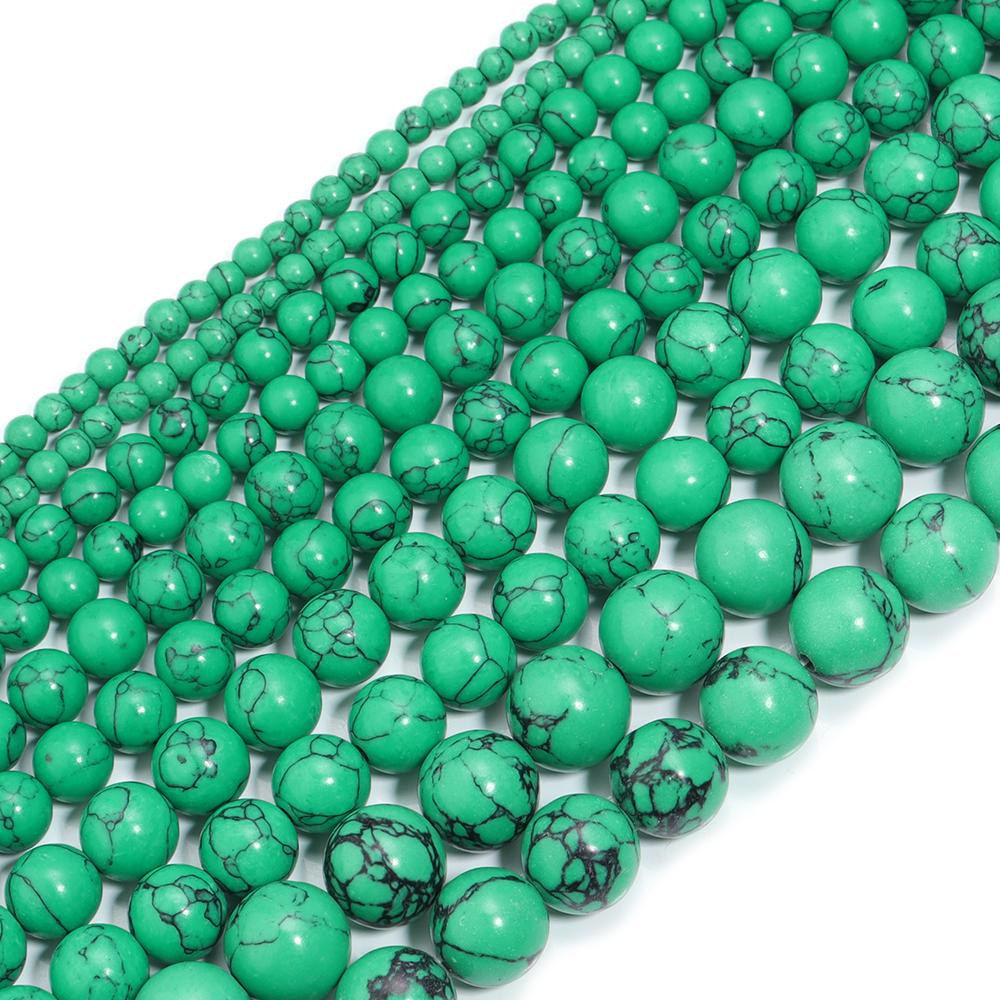 24-140pcs/lot 4 6 8 10 12 14 16mm Natural Stone Beads Colorful Turquoise Beads Round Loose Beads For Jewelry Making DIY Bracelet