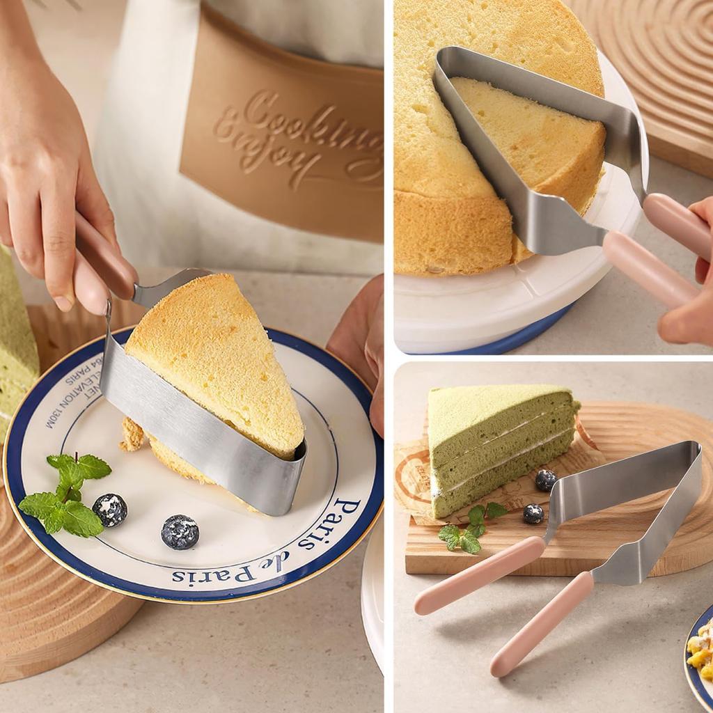 Iplusmile 2Pcs Cake Cutter Slicer, Stainless Steel Pie Cutter and Server Set, Adjustable Cheese Cake Divider Separator with Double Handle Tool