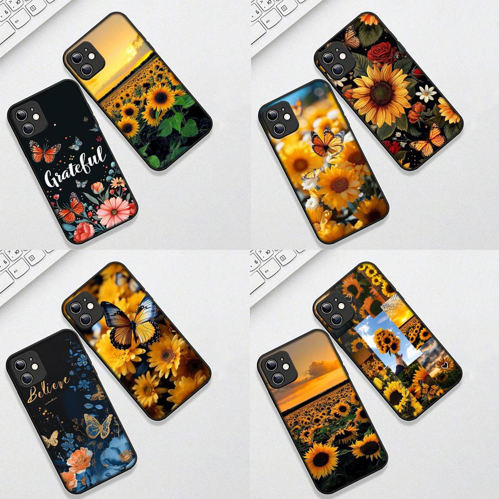 Cover for Samsung Galaxy S10 S8 S9 Plus A33 A34 A31 70 A71 A72 Note 20 9 8 S10E Phone Case Sunflower Yellow Flower Butterfly