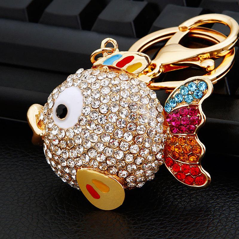 Cute Owl Crystal Rhinestones Crsytal Car Bag Keys Exquisite Pendant Cartoon Trendy Animal Key Chains Bag Charm