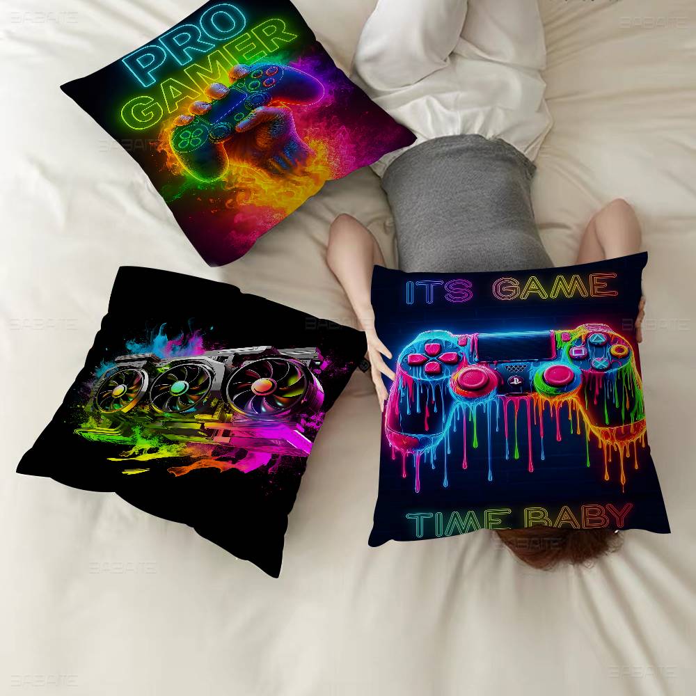 Pop Neon Video Game Character Pillow Case Cushion Cover Car Throw Pillow Case For Sofa Car Christmas Gift 40x40cm 45x45cm