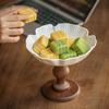 Nordic Dishes Ceramic Tableware Fruit Bowl Retro Wooden Tray Snacks Plates for Kitchen Living Room Decorations Table Plate