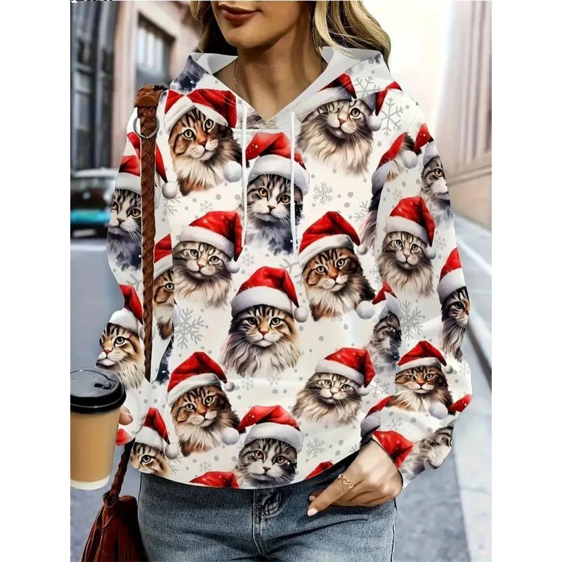 Ladies Autumn/Winter 3D Printed Hooded Christmas Dress Up Hoodies & Sweatshirts (women’s)