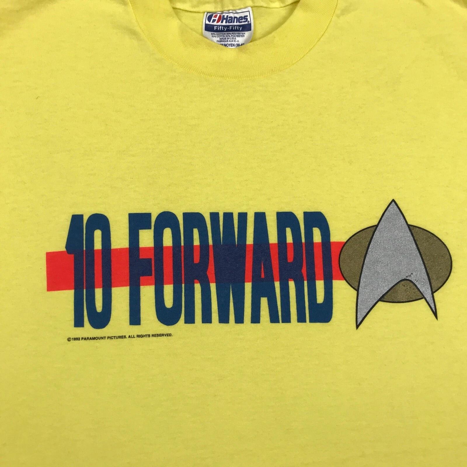 vintage 90s STAR TREK TEN FORWARD T-Shirt SMALL deck 10 starship sci fi tv thin M