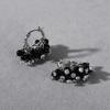 Fashion Trend Light Luxury Copper Platinum Plated Black Agate Beads Pendant Zircon Ear Buckle Temperament Earrings