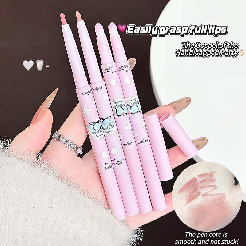 Cappuvini Double-Head Matte Lipstick Waterproof Velvet Nude Lip Liner Pencil Red Brown Pigment Lips Makeup Long Lasting Lip Tint