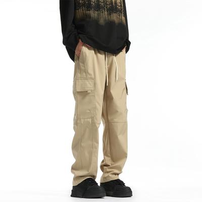 Spring Autumn Fashion Casual Pans for Men Streetwear Solid Color Cargo Pants Elastic Waist Wide Leg Men's Joggers
