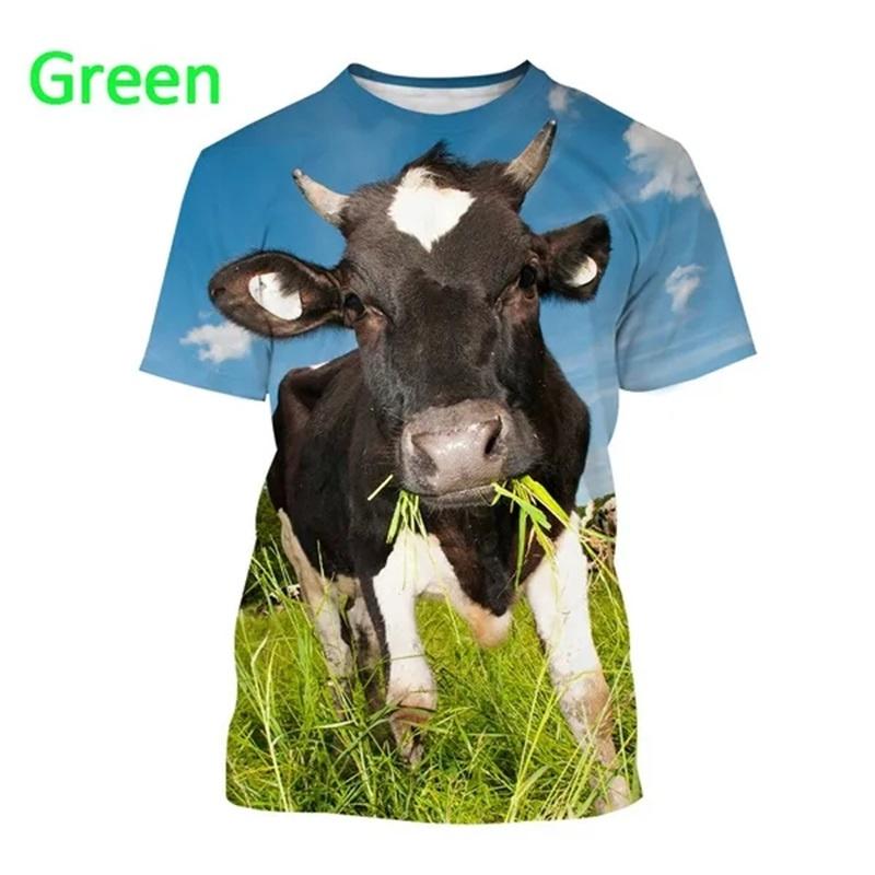3D Printing Cow Animal T-Shirt For Men Women Funny Retro Pattern T Shirts Summer Loose Streetwear Tops O-Neck Tees Short Sleeves