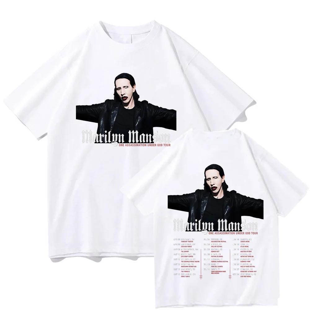 Marilyn Unisexson One Assassination Under God Tour Theme Light Gray Tshirt Front Portrait Text Print Back Tour Date Design S
