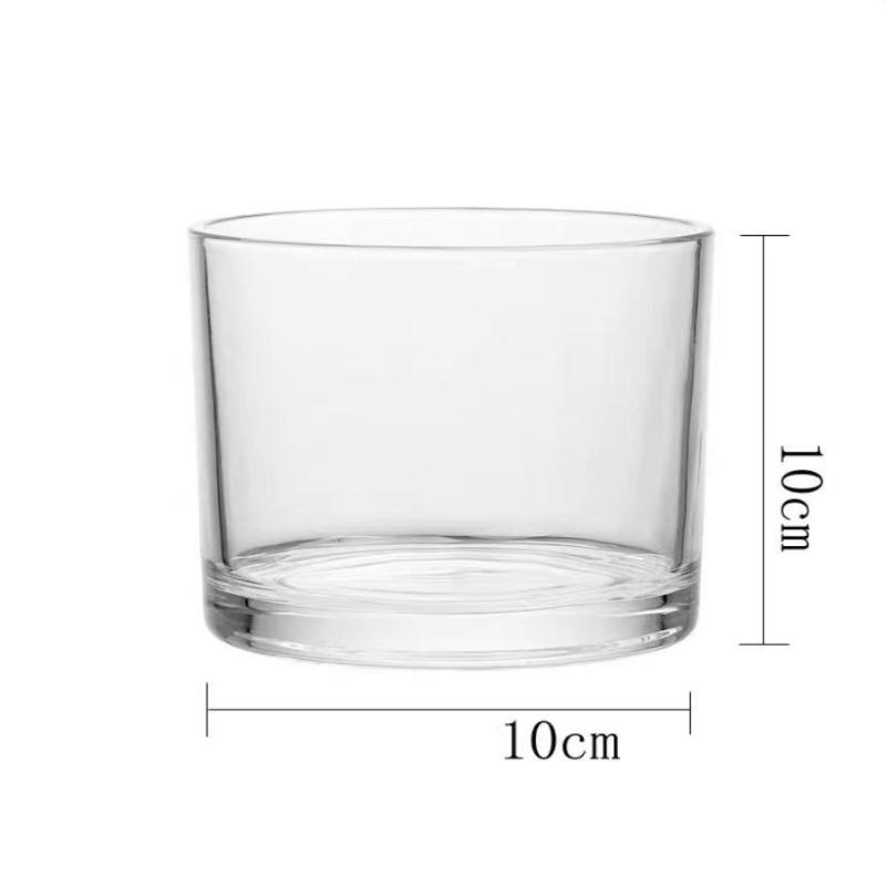 Small Short Round Glass Vase Clear Hydroponic Container for Lotus Pennywort Patio Side Table Home Decor