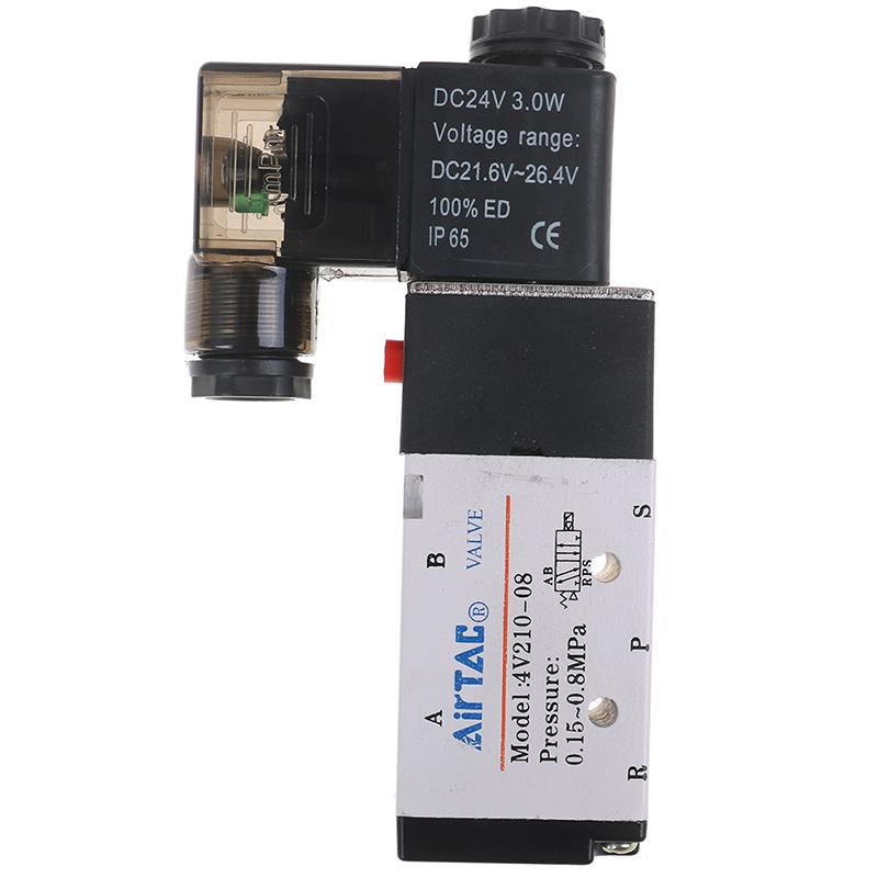 1Pc  5 Way 2 Position 1/4'' Airtac Solenoid Valve 4V210-08 DC24V