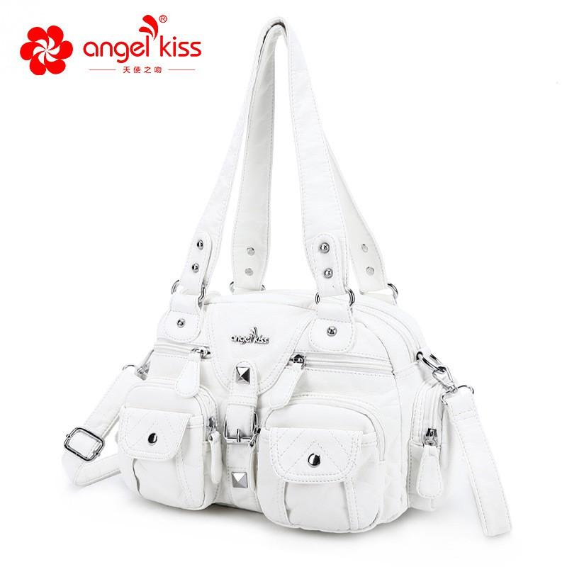 Womens Fashion Shoulder Bag Crossbody Tote Soft PU Pillow With Zipper Multiple Pockets