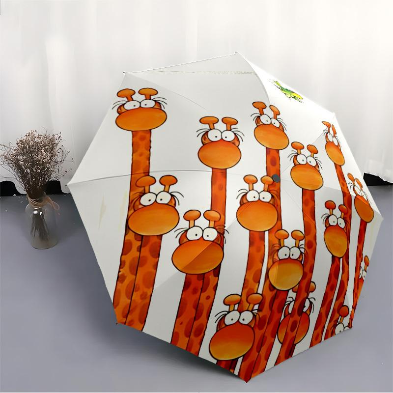1pc Giraffe Frog Automatic Open/Close Umbrella Compact Folding Umbrella, All-Season Portable Umbrella for Women/Men300