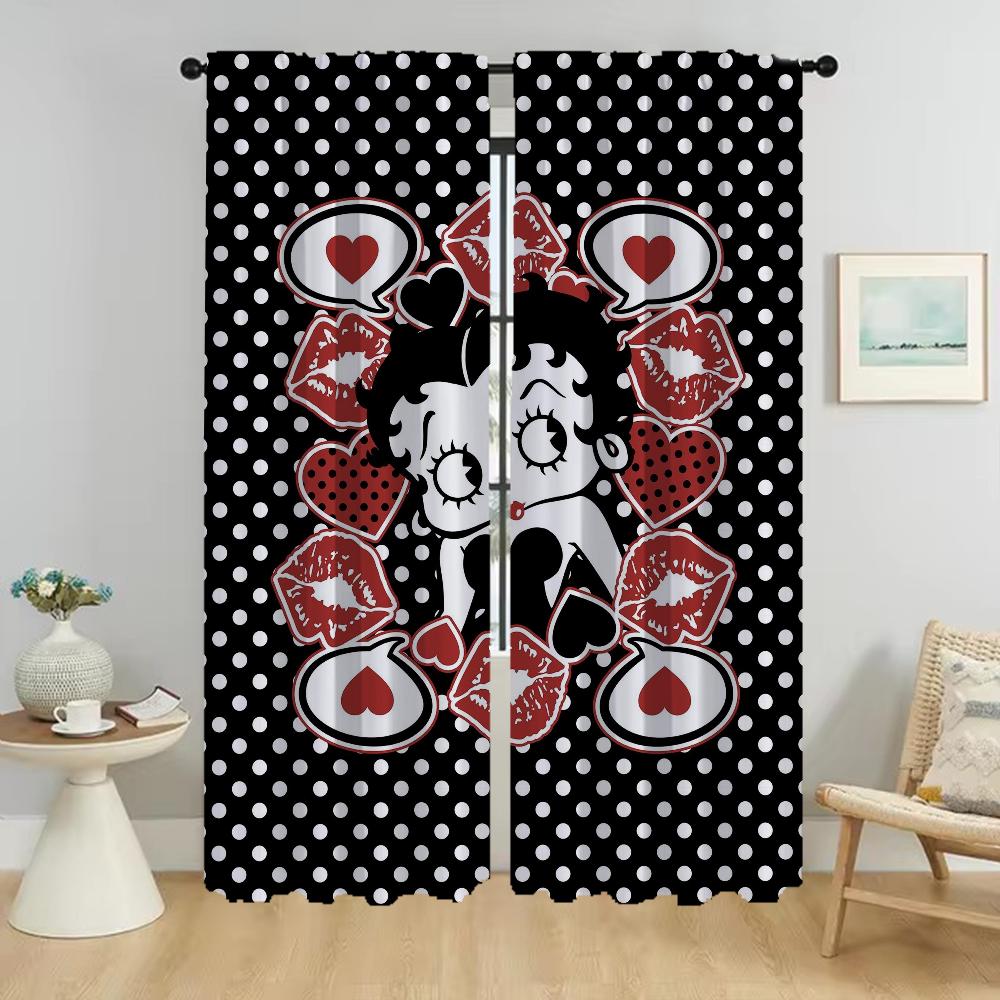 Bettyes Boopes Curtains for Living Room Curtain Shades Tulle for Bedroom Home Interior Curtains 2 Pieces Partition Kitchen Child