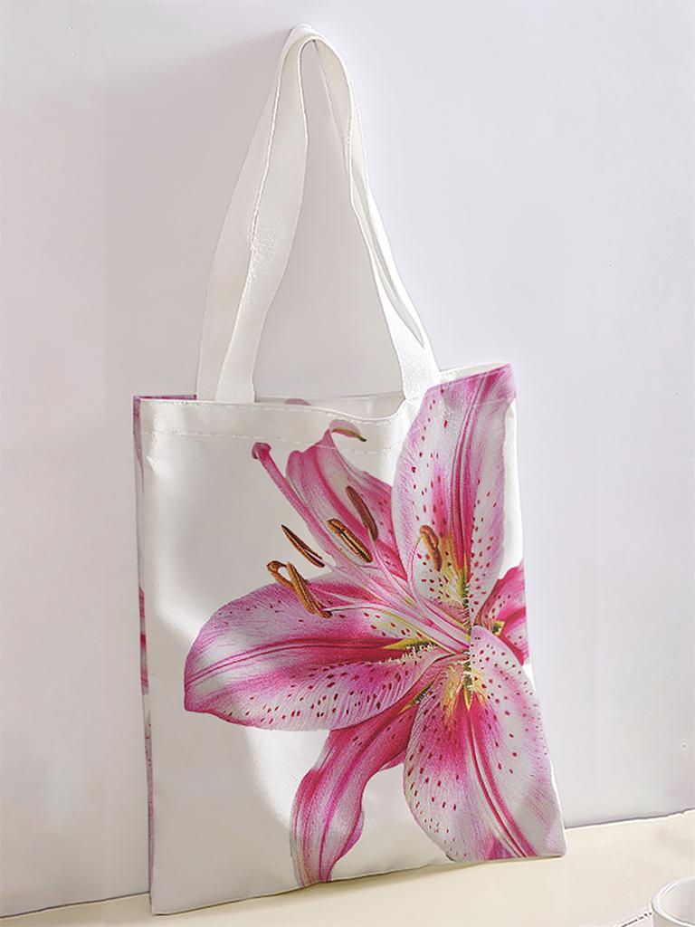 Flower Pattern Printed Casual Handbag, Reusable Able Backpack, Multifunctional Handbag, Canvas Shopping Bag