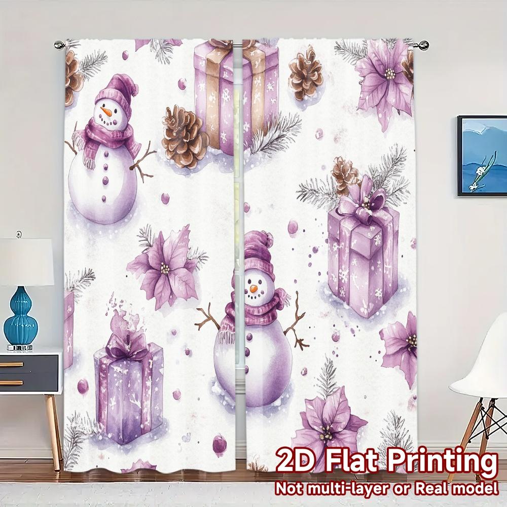 

2pcs,Curtains Cute Snowmen Gifts Floral (2) Chic Creative Curtains Polyester Easy Install Curtains Art Deco Festive Suitable for 52.50×116.00 CM 2pcs