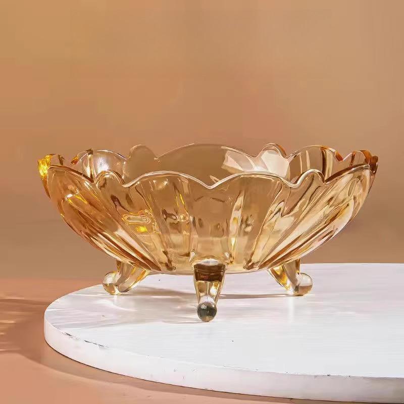 Amber European Style Large Lead-free Glass Fruit Platter