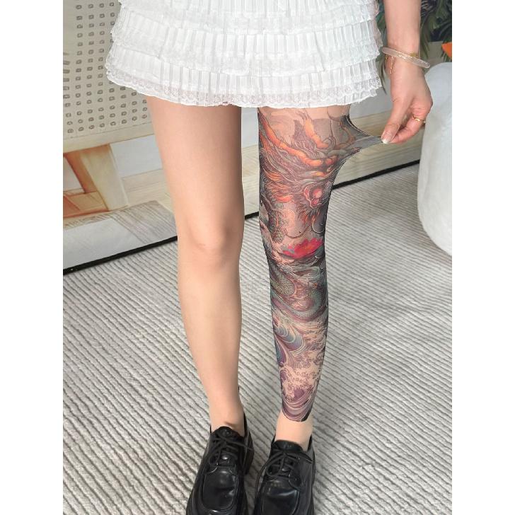 

Floral Leg Tattoo Stockings, Anti-Snag, Summer Thin Style, New Trendy Fashion, High Elasticity, Sexy Floral Leg Pantyhose Qinglong