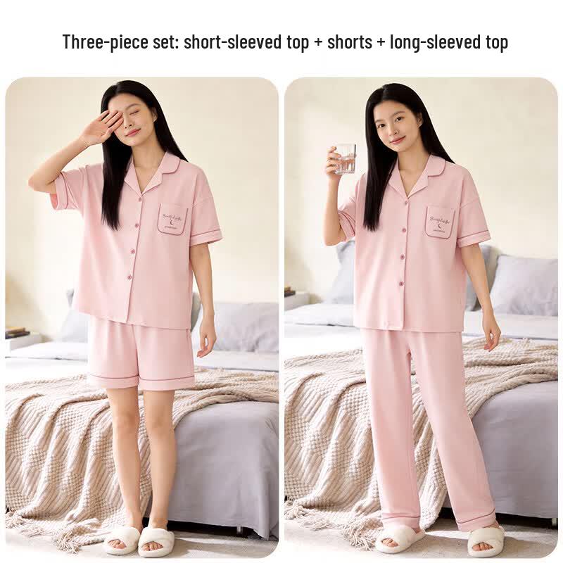 Yiershuang Women's 7A Antibacterial Short-Sleeve Pajama Set