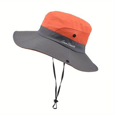 Women's Foldable Wide-Brim Fishing Hat | Breathable Mesh, Ponytail Hole, Sun Protection, Perfect for Spring/Summer Outdoor Adventures