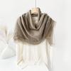 Solid color square scarf Spring and autumn thin lace cotton and linen square scarf Silk scarf Women's vacation beach towel Sunscreen shawl