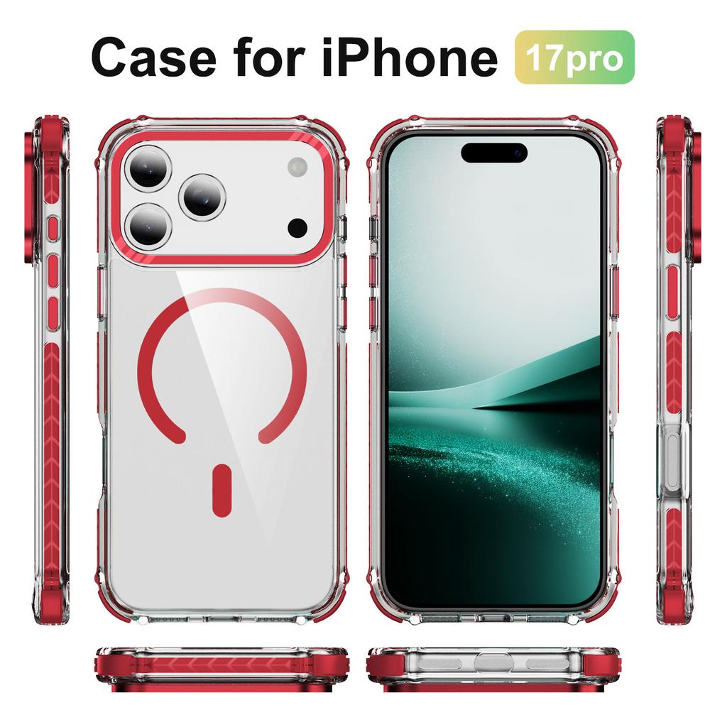 Für 17promax Handyhülle Transparent Hardware-Taste Magnetische Saugkraft für Apple Handyhülle Leichter Luxus High-End