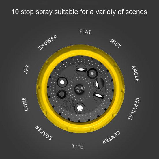 Water Hose Nozzle Sprayer Thumb Control 10 Modes Heavy Duty Washing Garden Watering Hose Spray Nozzle Yard Supply