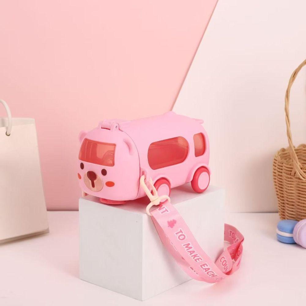500ml Bus Plastic Water Bottle Cartoon Children Water Jug Car Bear Design Water Cup  Home Use