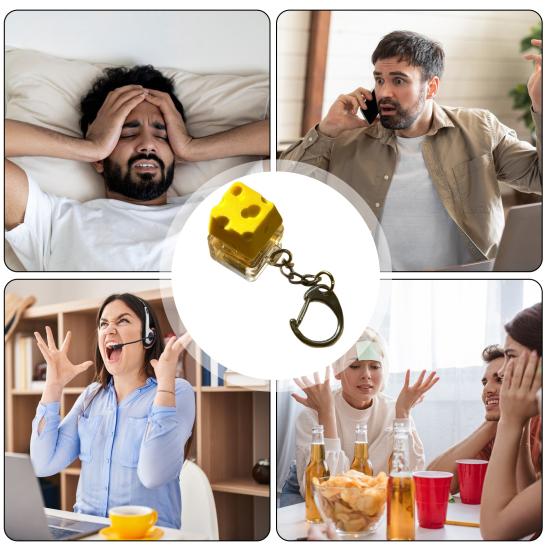 Cheese Keyboard Fidget Keychain Stress Anxiety Relief Portable Travel Kids Adults Mechanical Keyboard Clicker Decompression Button Sensory Toy