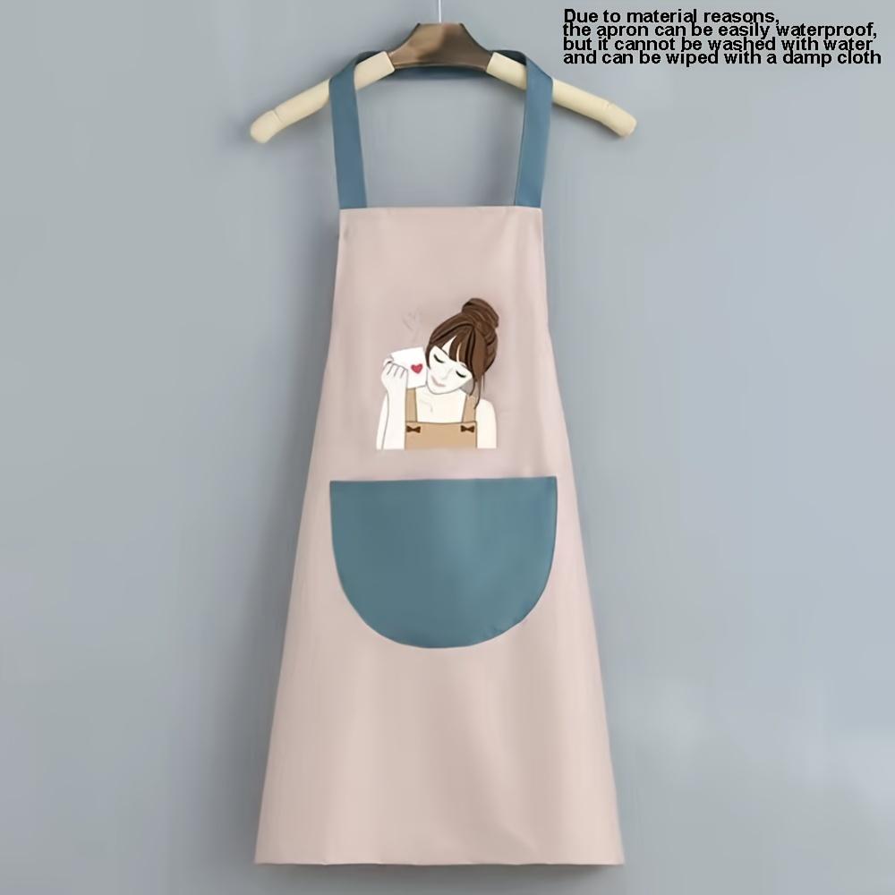 1pc Adorable PVC Apron, Durable Kitchen Wear with Pocket for Cooking Tools, Ideal for Restaurants and Food Trucks, Cute Apron