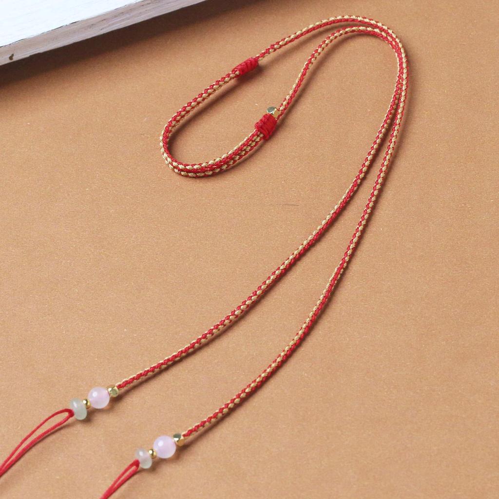 Handgefertigte Aventurin-Achat Verstellbare Viersträngige Geflochtene Anhänger Halskette