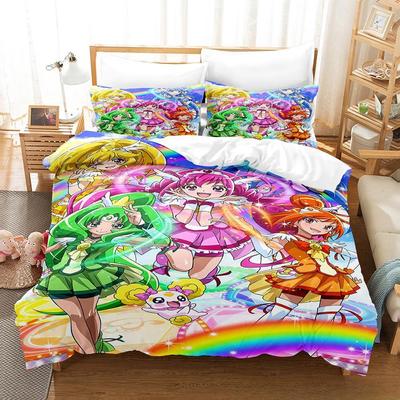 Smile PreCure! Bettwäsche-Set Einzelbett Twin Full Queen King Size Bettset Erwachsener Kind Schlafzimmer Bettbezug-Sets 3D-Druck Kawaii Anime Bett