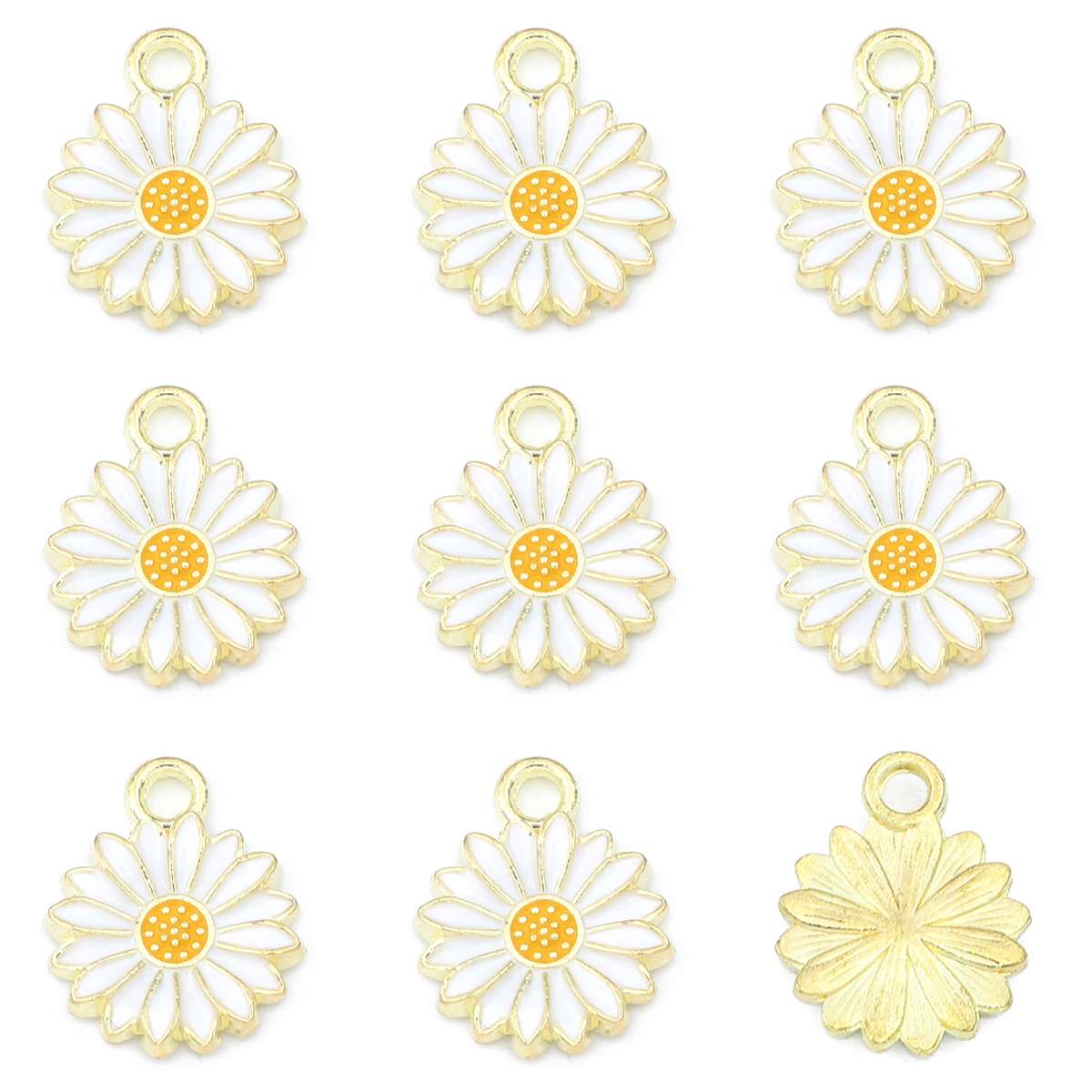 

5 шт., кулон с цветком ромашки, подвески из сплава с каплями масла для изготовления браслетов «сделай сам», сережек, ювелирных изделий 13mm белый