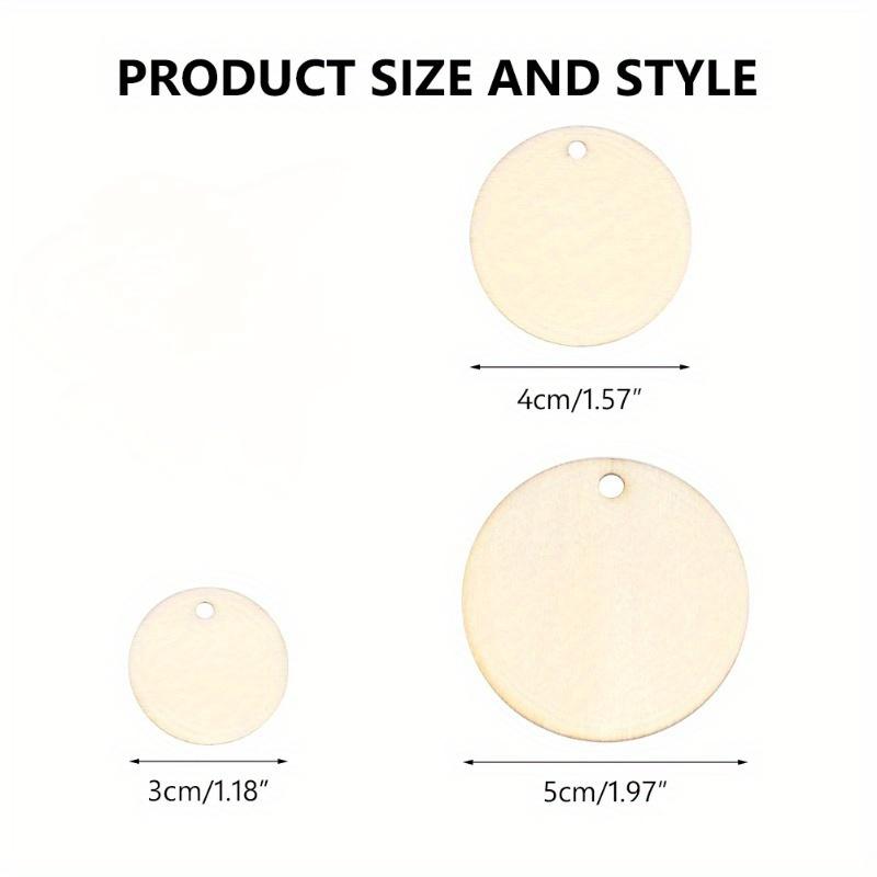 300Pcs 3/4/5cm Round Pack Wooden 2cm 3cm 4cm 5cm Circles Natural Discs Blank Signs Crafts Wedding Party Gift Label Hang Tag Cards