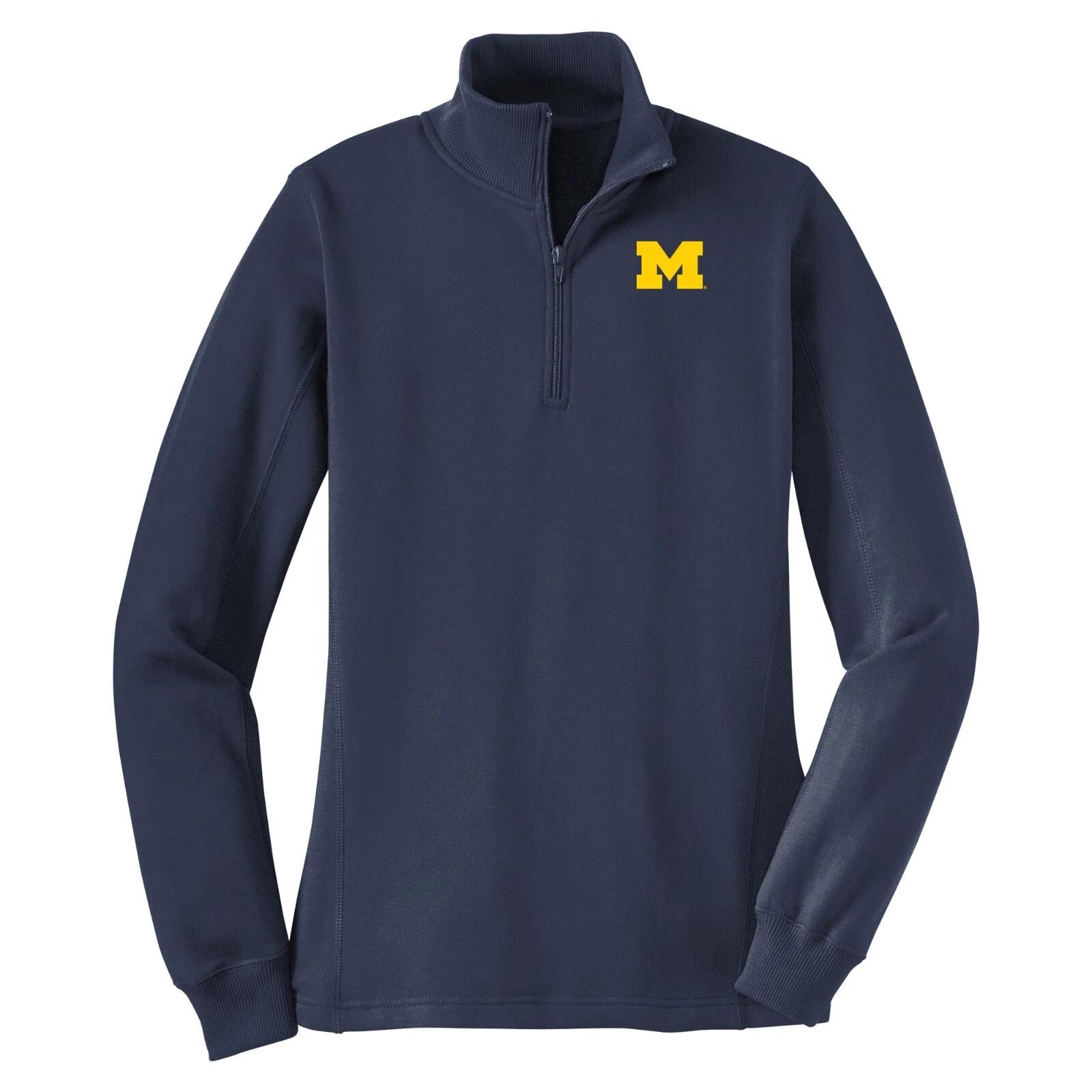 Michigan Primary Logo LC EMB Womens QZip - True Navy 4XL