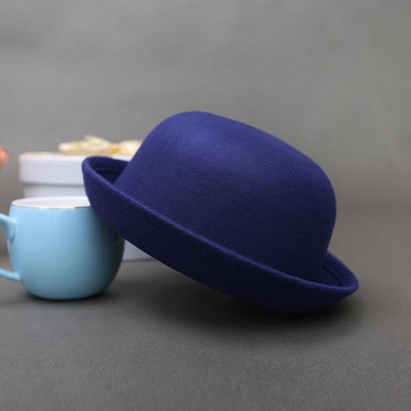ZHENYUEQI Parent-Child Imitation Wool Felt British Round Top Hat