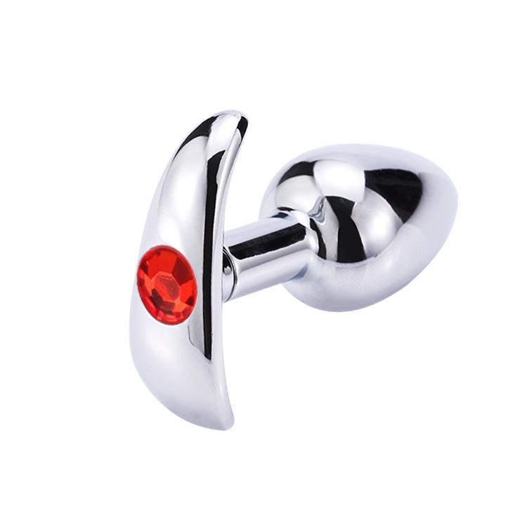 Metal G-Spot Butt Plug with Diamond Accents for Self-Pleasure