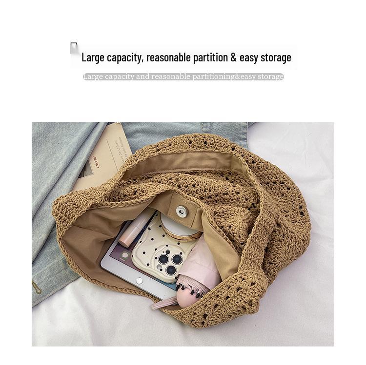 2025 Große Kapazität Mori-Stil Häkel-Baumwolle Schulter-Strand-Tragetasche