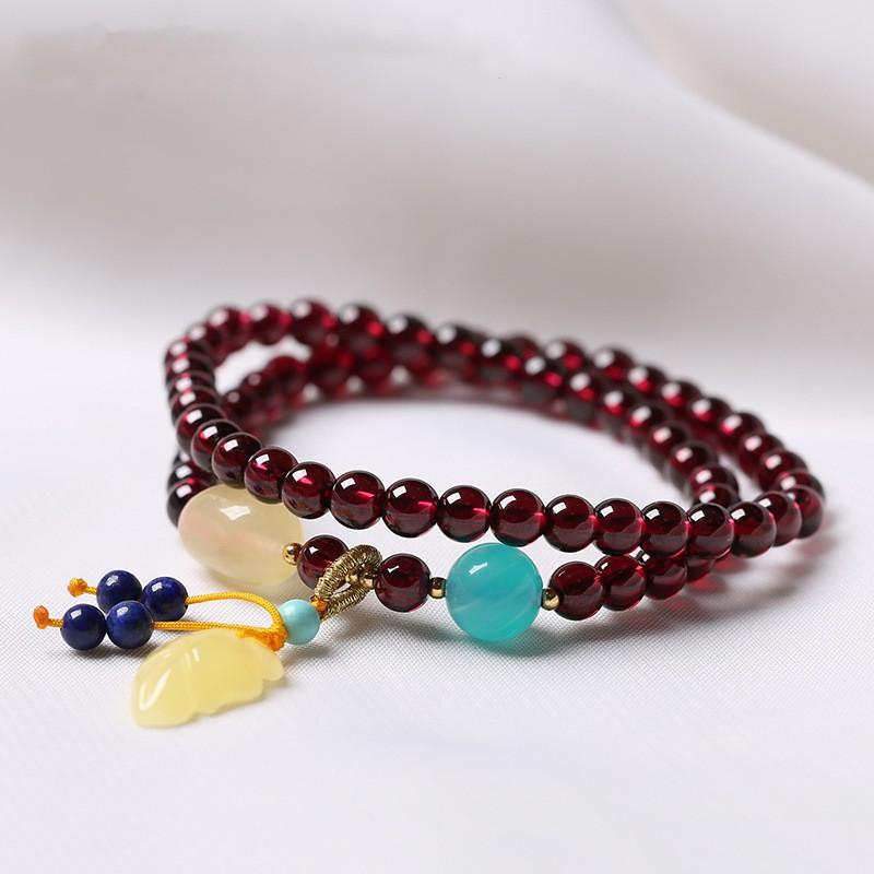 Handmade Natural Red Garnet Bracelet Women Minimalist Crystal Beaded Jewelry Gift Birthday 5 mm