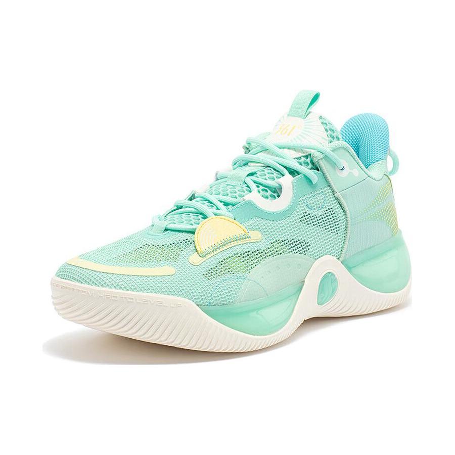 361 AG LVL UP 1 SE Mojito Slip Resistant Cushioning High Top Basketball Shoes Men's Green White 672331115-3