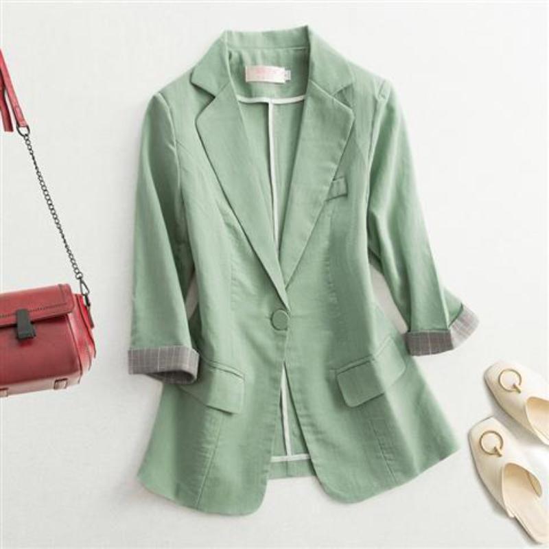 

Стильный красочный повседневный пиджак для женщин, весеннее новое поступление, тонкое пальто с рукавами 3/4 XXL зелёный