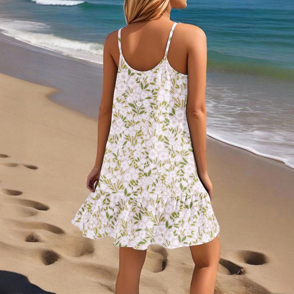 Women's Dress Sleeveless Loose Casual Temperament Hawaiian Flower Beach Dress