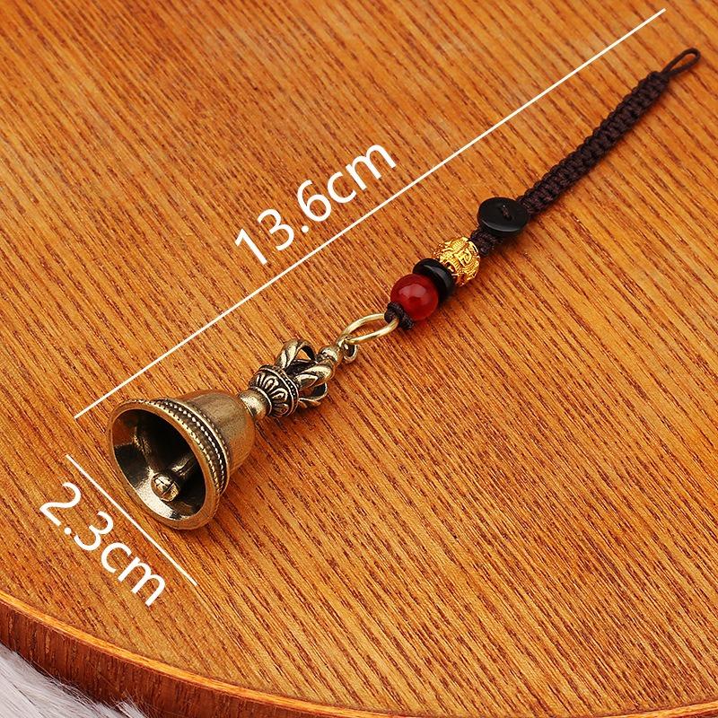 1pcs Double Brass Bell Hanging Pendant Vintage Tibetan Style Wind Chime with Agate Beads for Car & Home Decor
