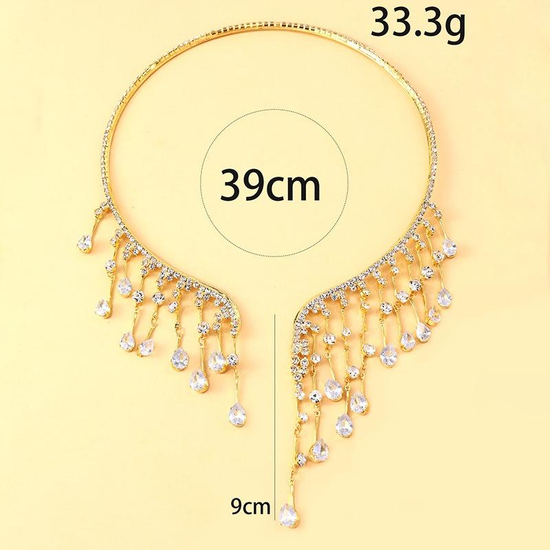 Tassel Necklace Exaggerated Flash Rhinestone Collar High-end Sense Banquet Accessories for Women