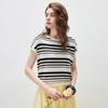 Women's Linen Blend Striped Short Sleeve T-Shirt