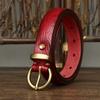 2.4cm Female Real Genuine Leather Belt Copper Pin Buckle Women Wild Cowskin Belts Fashion Simple Waist Jeans Strap