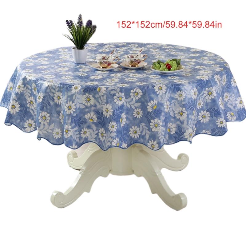 Florals Pattern Tablecloth Oilproof Waterproofs Easy Cleaning Round Table Cover for Home Restaurant Decors Table Cloth