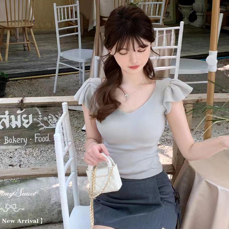 

Сексуальные женские футболки с оборками, шорты с рукавами, футболки Y2K для девочек, простые, контролирующие живот, модные элегантные женские клубные уличные топы, внутренняя футболка XL светло-серый