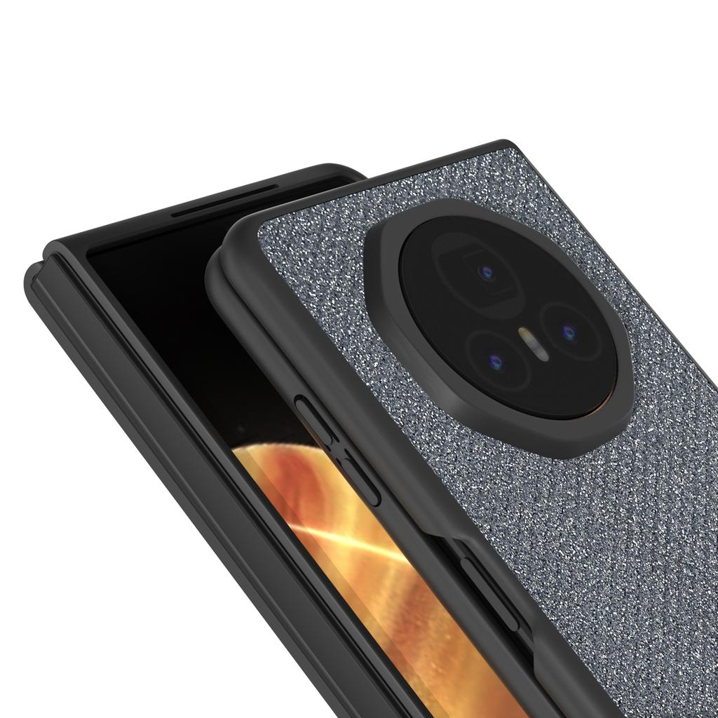 Für Honor Magic V3 5G Hülle Schwarzer Rand PU+PC Handyhülle Strass-Textur