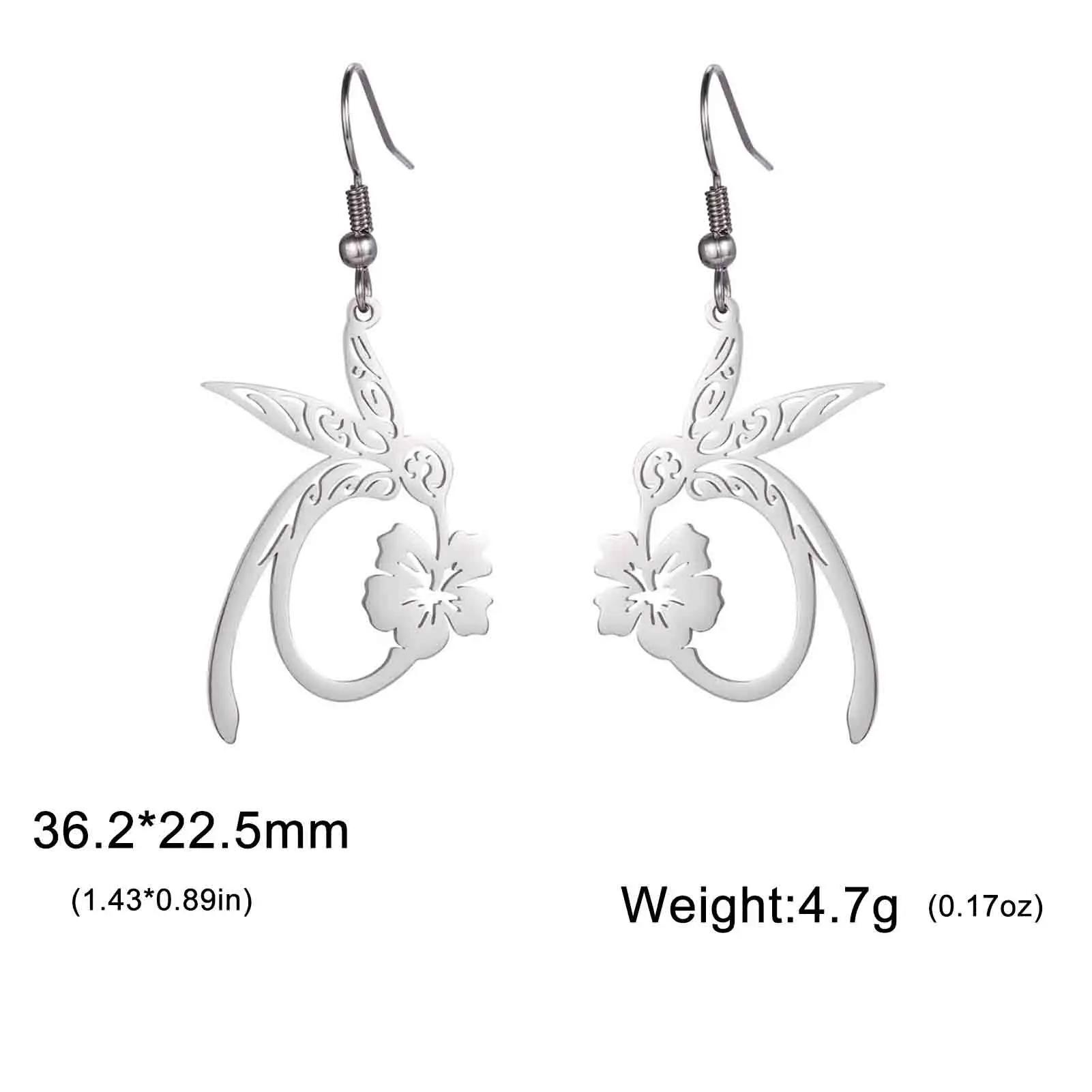 

Cazador Gold Color Hummingbird Flower Pendant Drop Earrings for Women Stainless Steel Jewelry Earrings Gift 2026 New Trendy
